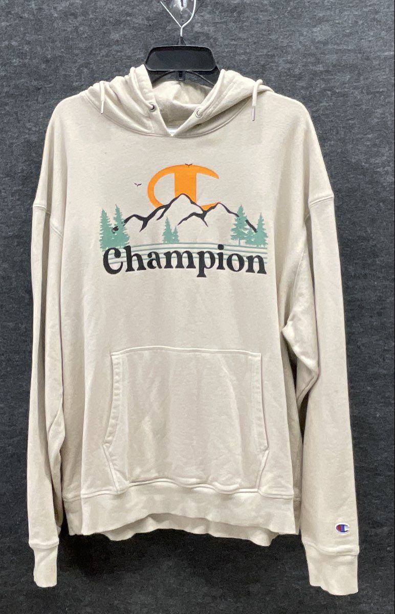 Champion Men's Tan Mountain Landscape Graphic Hoodie Pullover Sweatshirt Sz XL