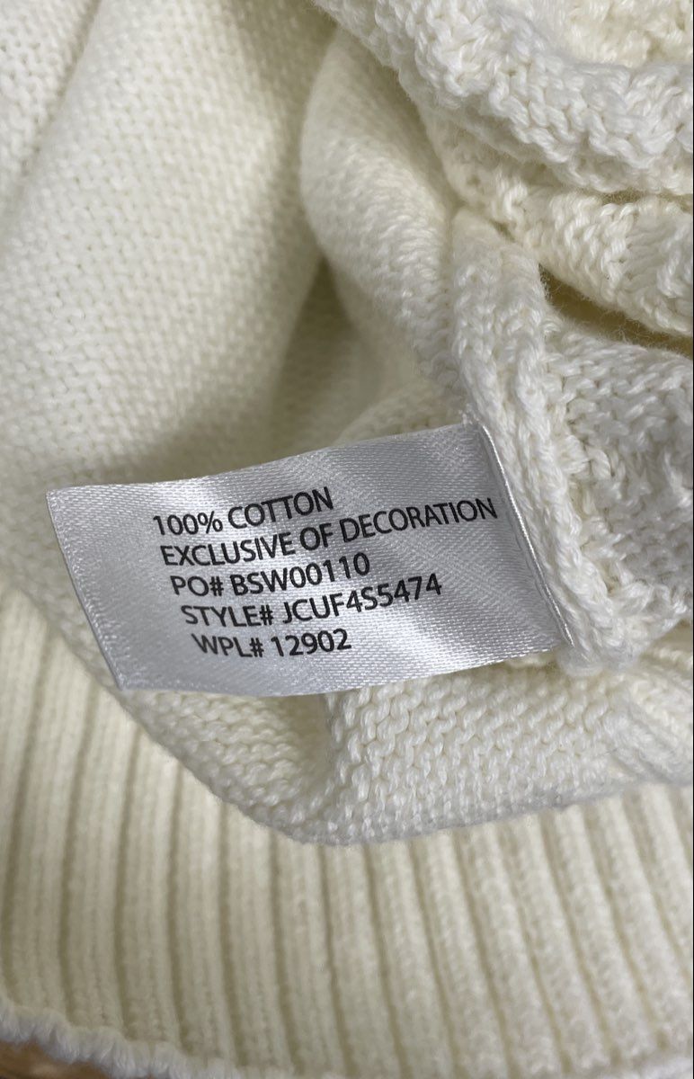 U.S. Polo Assn. Men's Quarter Zip Sweater Cream Textured Cotton Sz M NWT