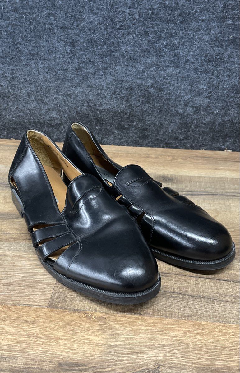 Stacy Adams Black Leather Side Cut-Out Comfort Flex Loafers Men's Size 9.5M