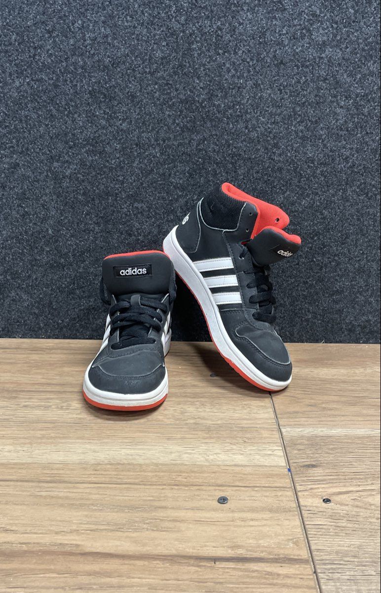 adidas Hoops 2.0 Mid Black White Red High Top Sneakers Size 3