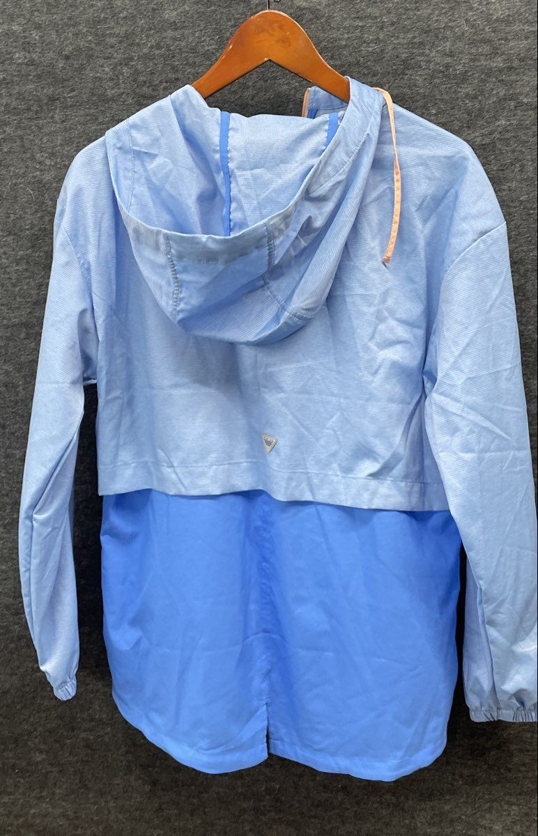 Columbia PFG Men's Blue Two Tone Half Zip Hooded Windbreaker Jacket Size M