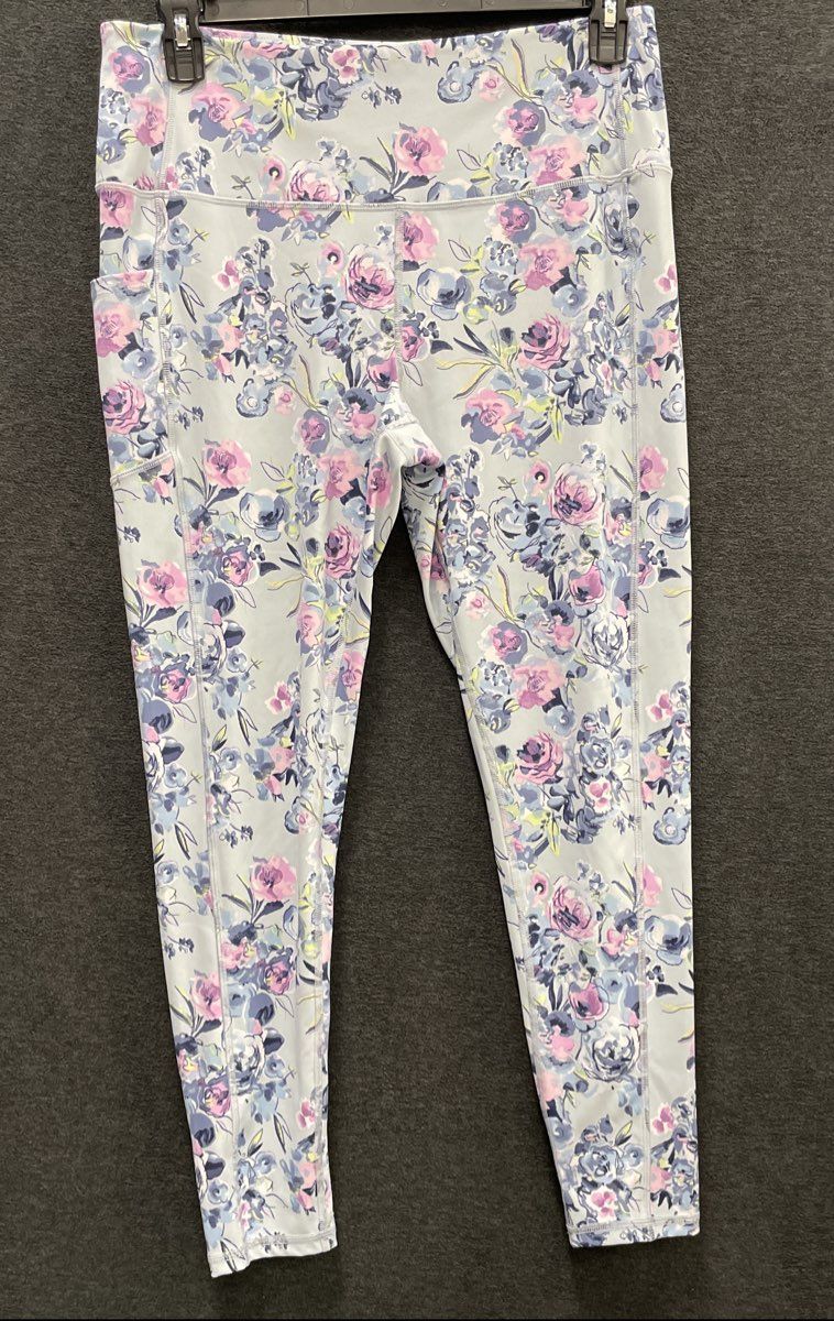 Vera Bradley Women's Floral Print High Rise Leggings Blue Pink Purple Sz XL
