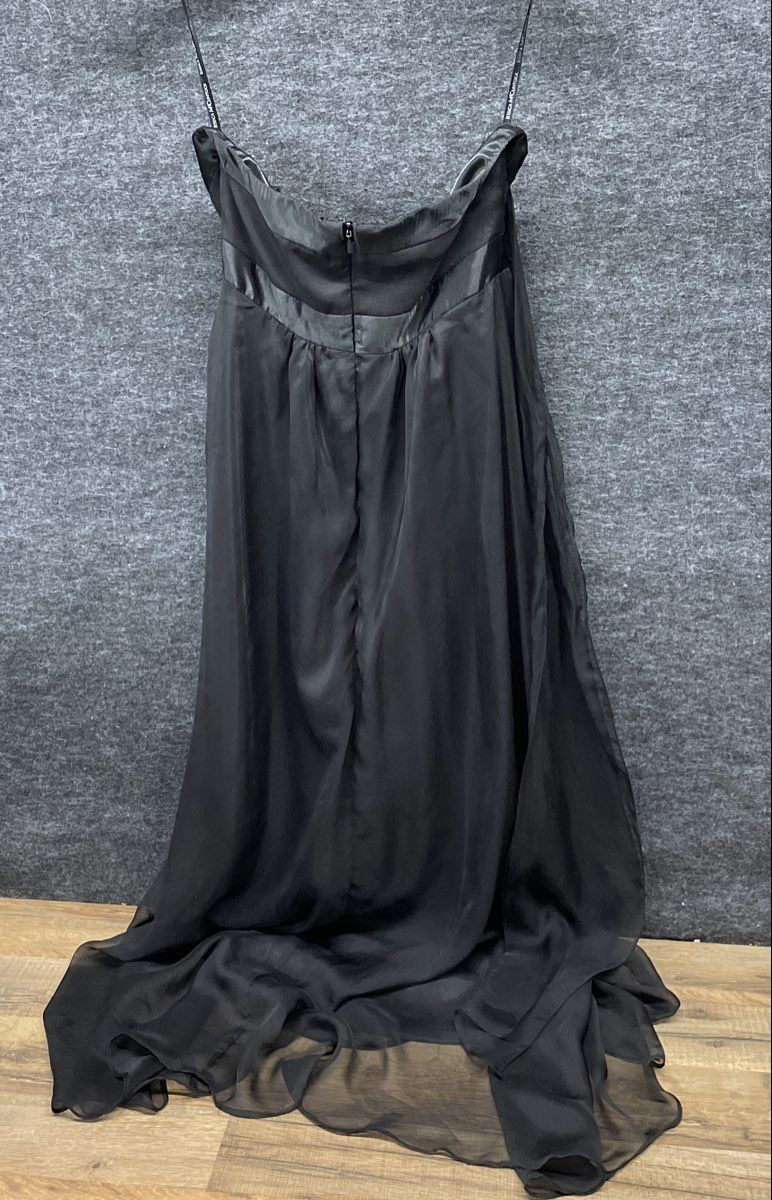 Vintage Y2K Jessica McClintock Women's Black Chiffon Strapless Maxi Gown Sz 4