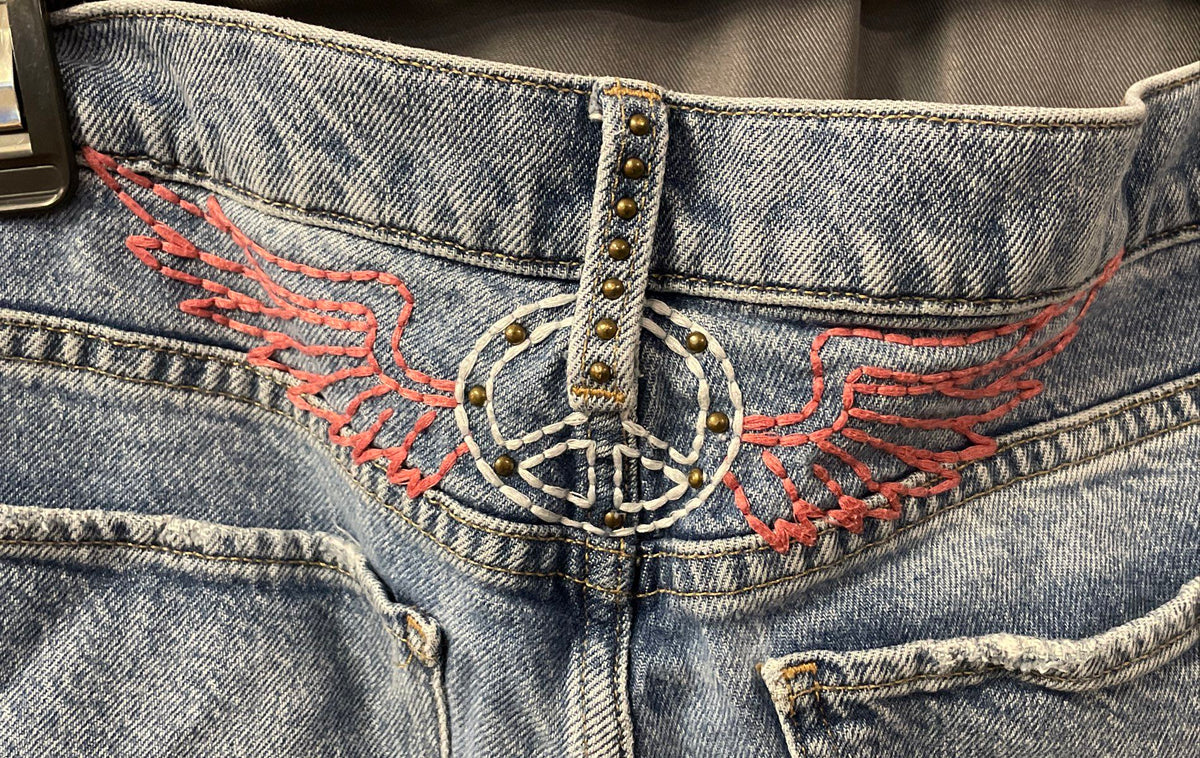 Lucky Brand Women's Easy Rider Mid Rise Bootcut Blue Distressed Jeans Sz 8/29 R