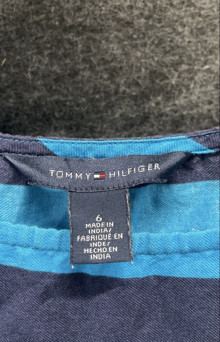Tommy Hilfiger Women's Blue Dark Blue Striped Sleeveless Side Zip Dress Sz 6