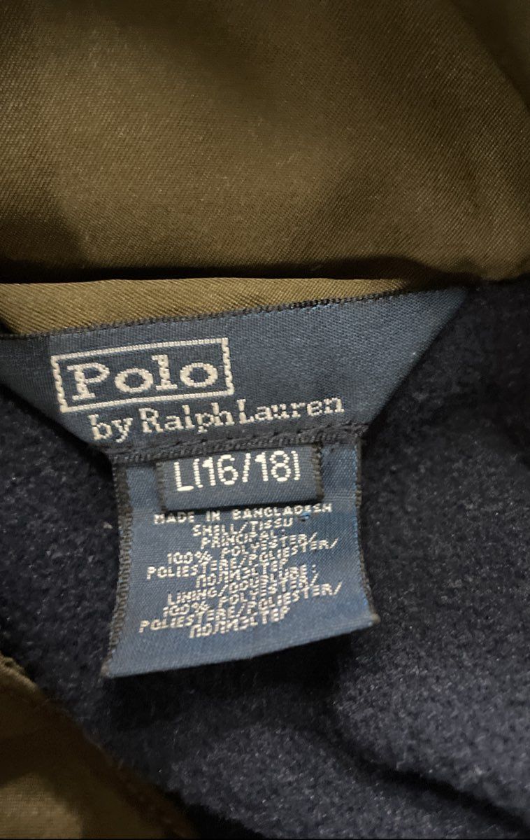 Polo Ralph Lauren Boys Olive Green Fleece Lined Full Zip Hooded Jacket Sz L