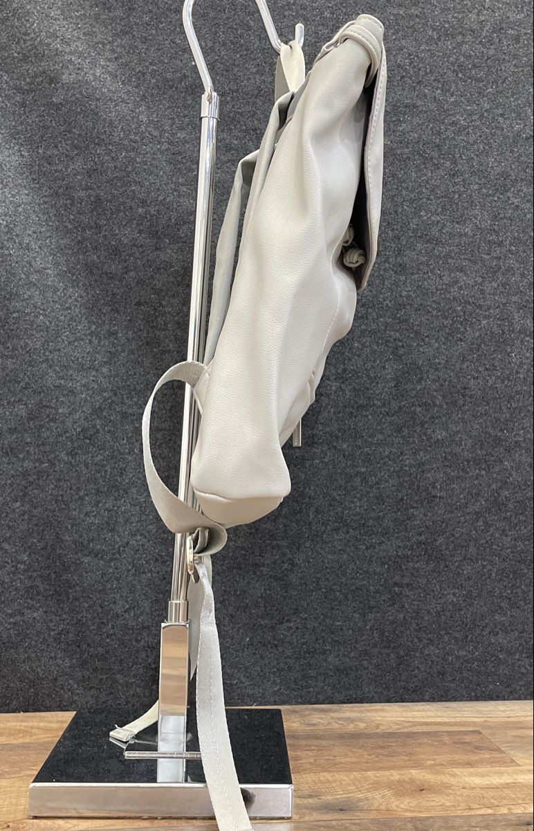 Rodan + Fields Light Blue Leather Flap Top Backpack Silver Hardware