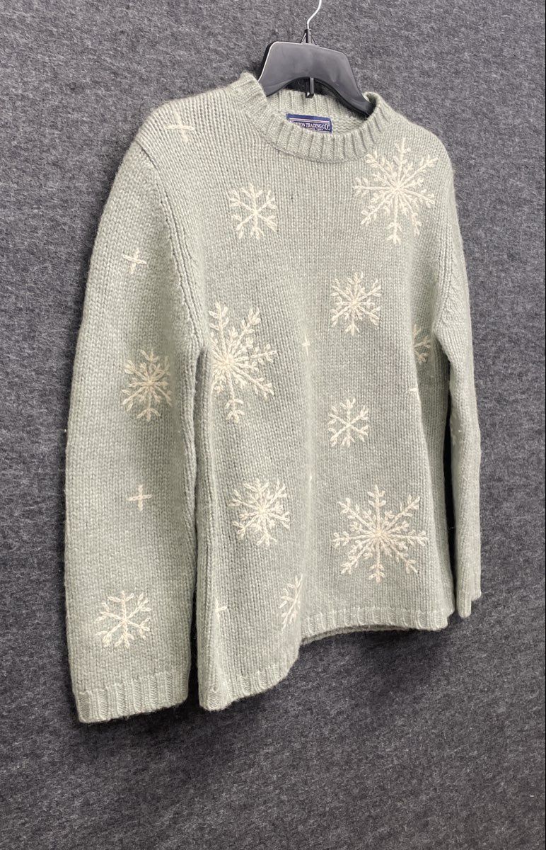 Vintage 90s Newton Trading Co Men's Green Shetland Wool Snowflake Sweater Sz M