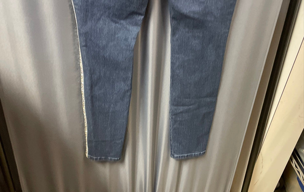 INC Women's Blue Skinny Leg Embellished Side Stripe Mid Rise Jeans Sz 8 NWT