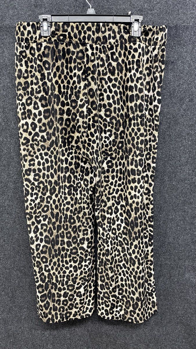 Michael Kors Women's Leopard Spotted Elastic Waist Wide Leg Pants Sz Large