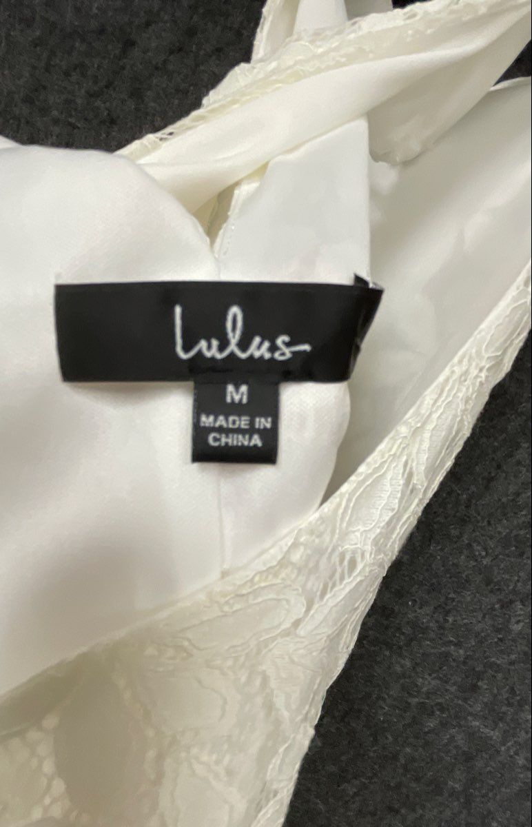 Lulus Women's White Floral Lace Halter Mini Dress Sz M NWT