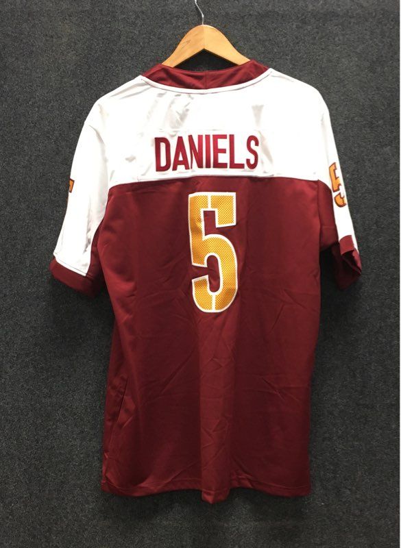 Washington Commanders Jayden Daniels #5 Football Jersey Burgundy White Gold Sz M