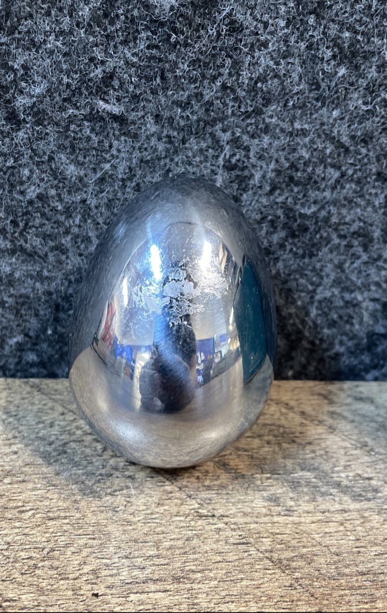 Goebel 1979 Annual Crystal Easter Egg First Edition Lot 2 Frosted & Chrome Glass