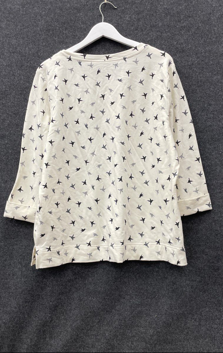 Karen Scott Sport Women's Eggshell Hummingbird 3/4 Sleeve Sweater NWT XL