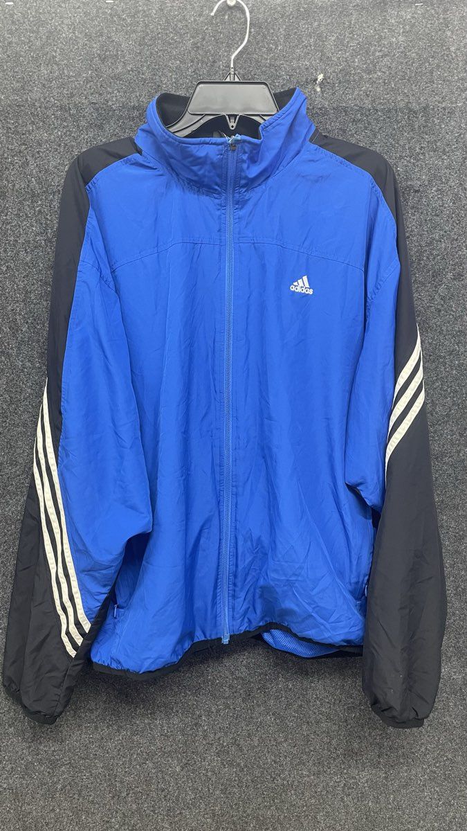 Vintage 2004 Adidas 3-Stripes Windbreaker Jacket Blue Black Sz XL