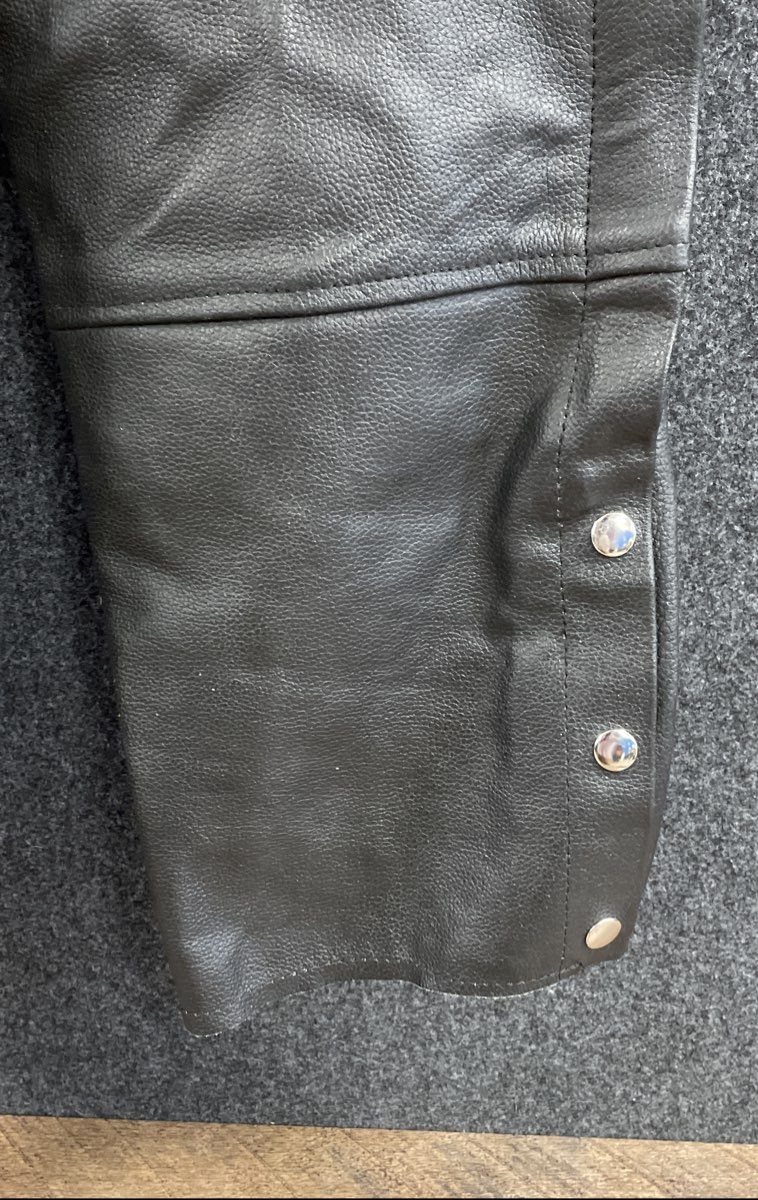 Genuine Leather Unisex Black Motorcycle Riding Chaps Lace Up Back Buckle Sz M
