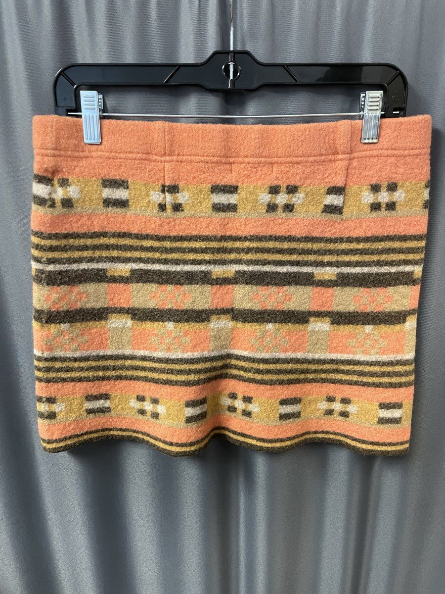 Toad & Co Women's Orange Geometric Patterned 100% Wool Sweater Skirt Size M