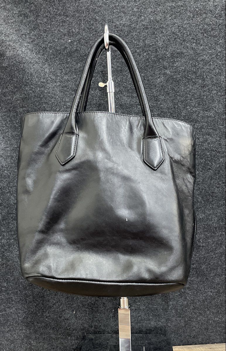 J.Crew Black Leather Large Tote Bag Double Handle Handbag