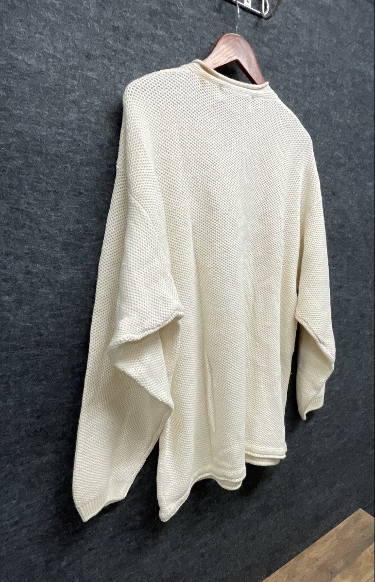 Vintage 90s Concrete Henley Waffle Knit Sweater Cream Streetwear NWT Sz L
