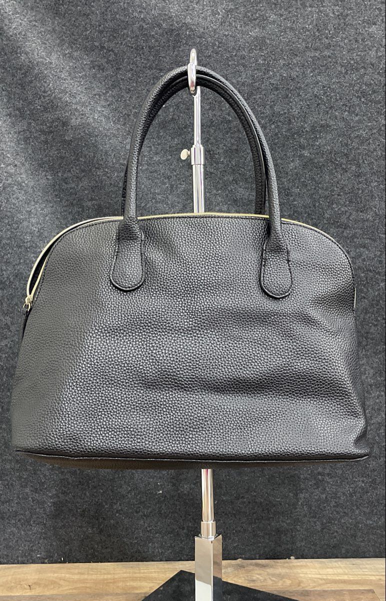 Kenneth Cole Reaction Black Pebbled Faux Leather Tassel Dome Satchel Bag