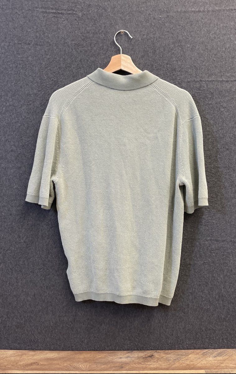 Calvin Klein Men's Sage Green Waffle Knit Cotton Short Sleeve Polo Shirt Sz M