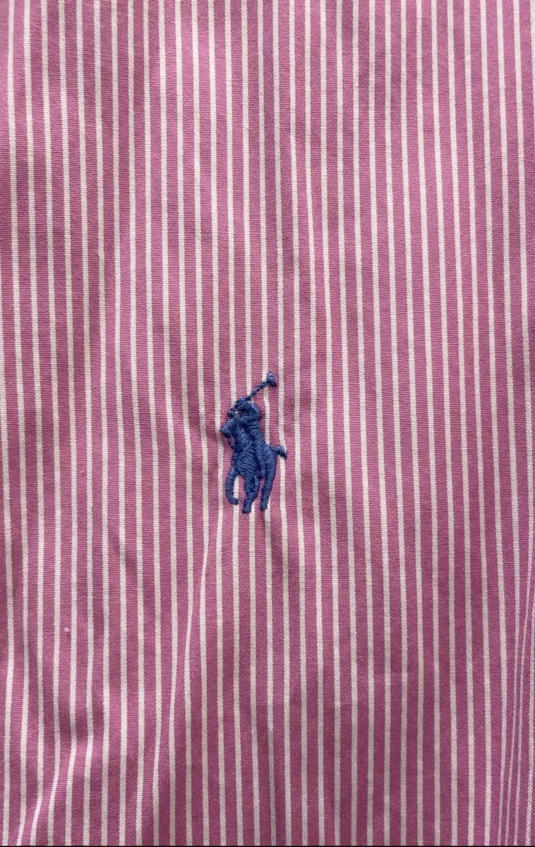 Ralph Lauren Men's Pink White Striped Long Sleeve Cotton Button Down Shirt 16.5