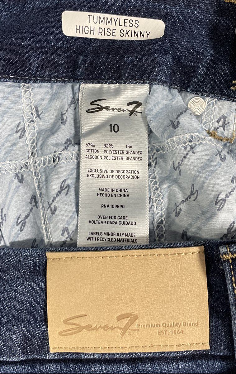 Seven7 Women's Blue Jeans Lot of 2 Tummyless High Rise Skinny Stretch Sz 10