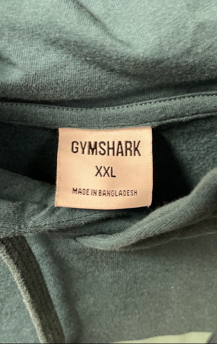 Gymshark Men's Teal Pullover Hoodie Shark Logo Graphic Sweatshirt Sz XXL