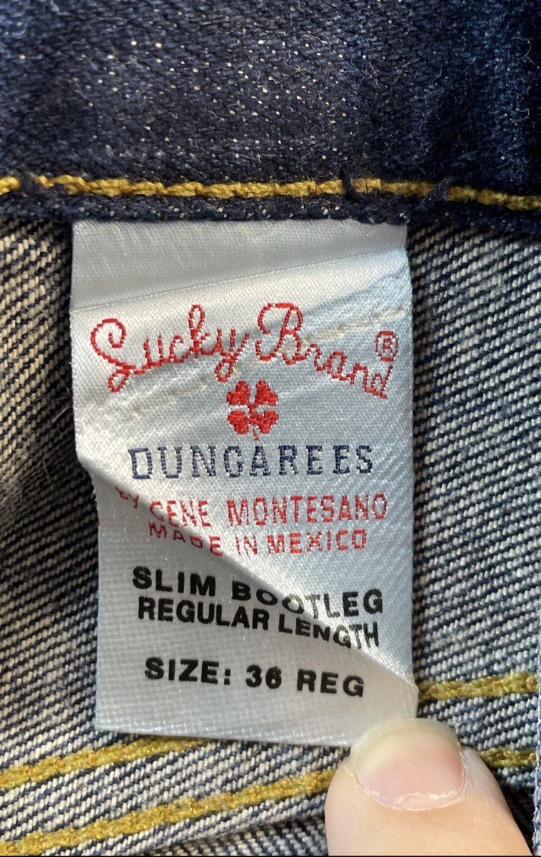 Lucky Brand Men's Slim Bootleg Blue Indigo Stretch Dungarees Jeans Sz 36 Reg