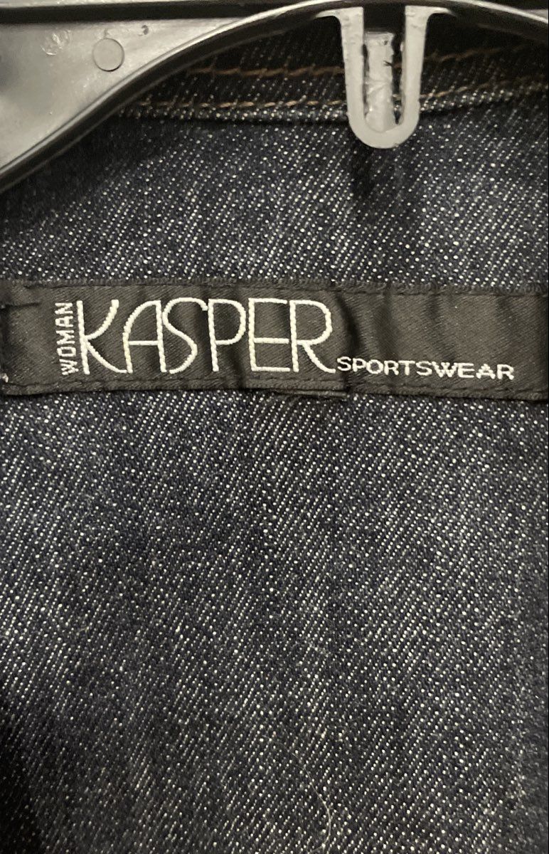 Kasper Sportswear Women's Dark Wash Full Zip Stretch Denim Jacket Zip Cuffs