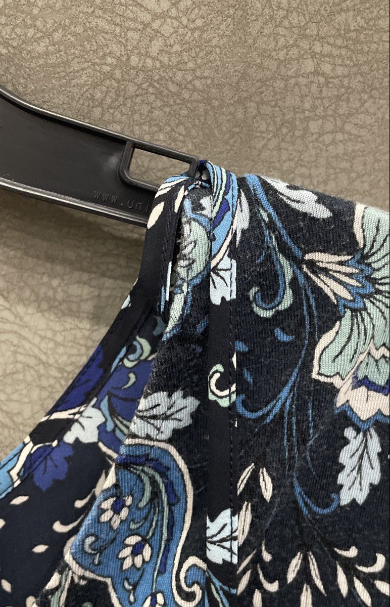 LOFT Women's Blue Paisley Short Sleeve Mixed Media Blouse Sz L
