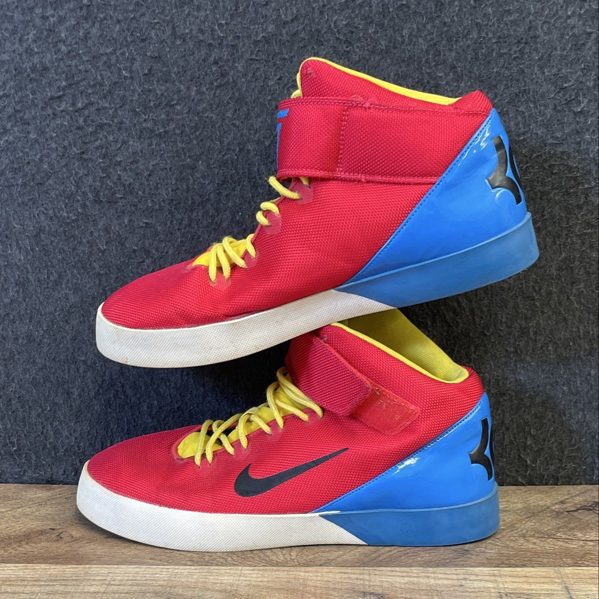 Nike KD Vulc GS University Red Blue Yellow High Top Sneakers Size 7Y