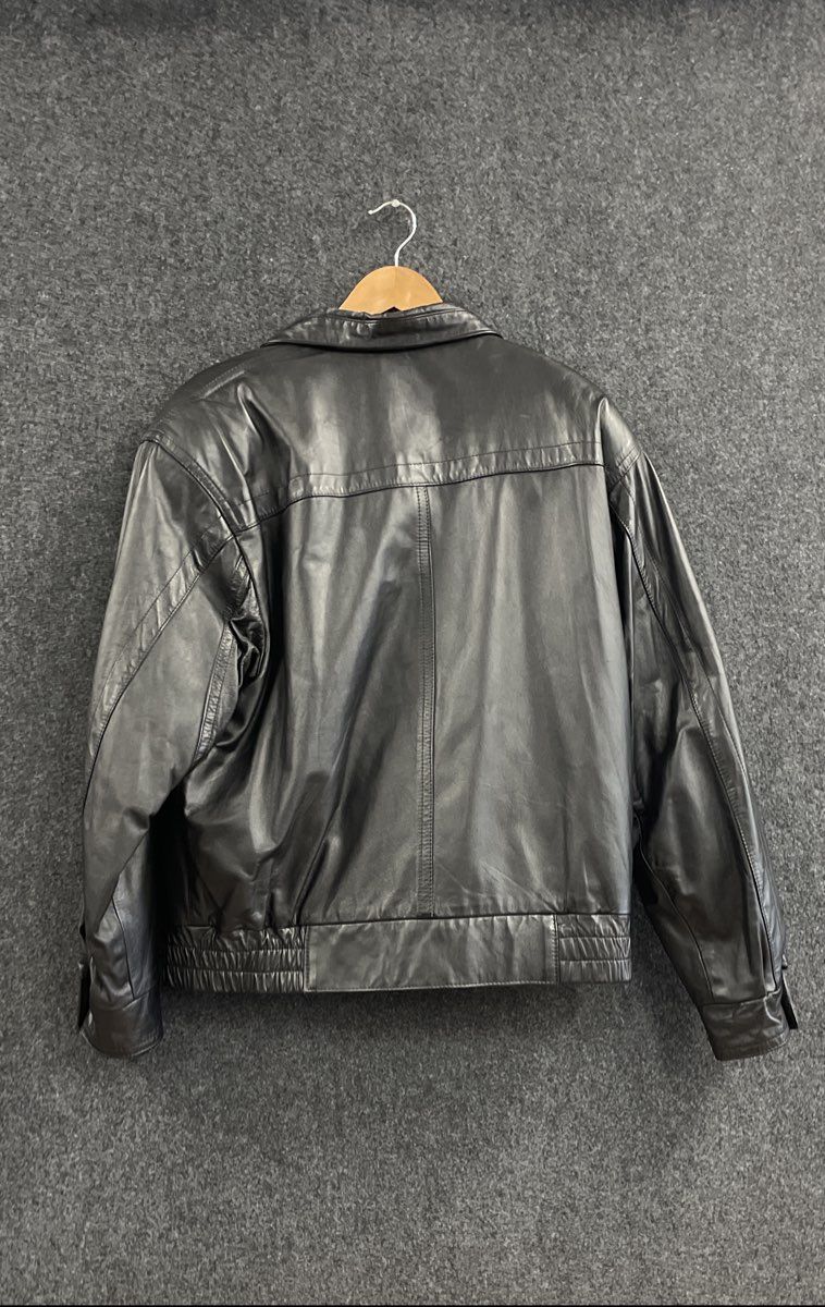 Vintage 90s Sandy Leather Fashions Men's Black Leather Bomber Jacket Sz M