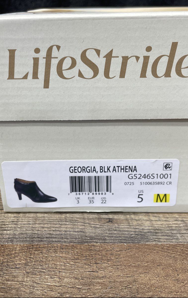 LifeStride Georgia Black Athena Ankle Boots NIB Size 5 M