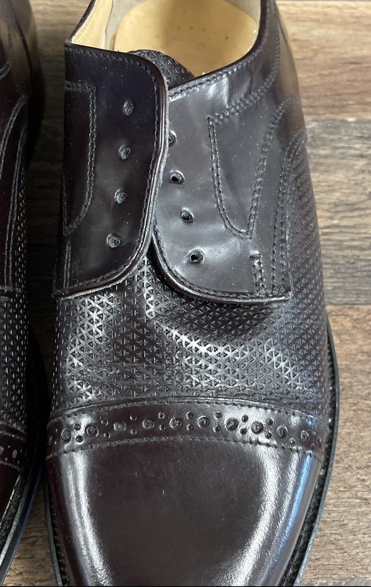 Tapi Burgundy Leather Cap Toe Derby Dress Shoes Men's Size EU 42