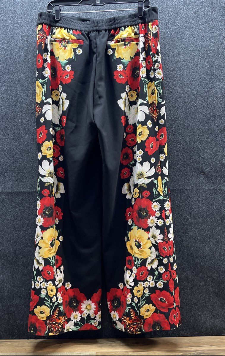 New York & Company Women's Black Floral Wide Leg Pants Size L NWT