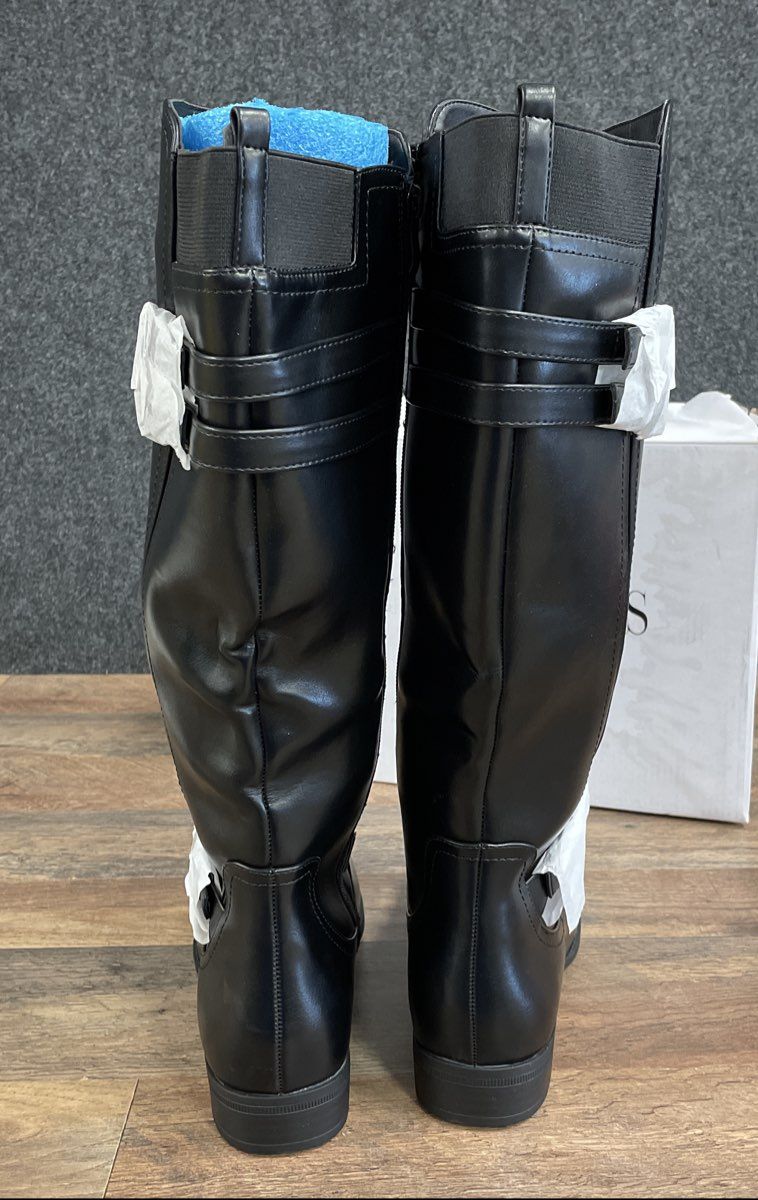 Dream Pairs Women's Black Knee High Riding Boots Buckle Detail Size 9 DS