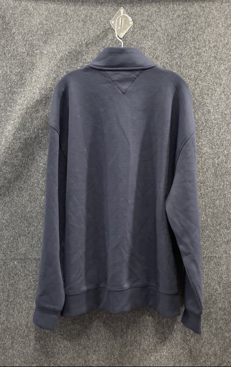 Tommy Hilfiger Men's Navy Blue Quarter Zip Pullover Mock Neck Sweatshirt Sz XL