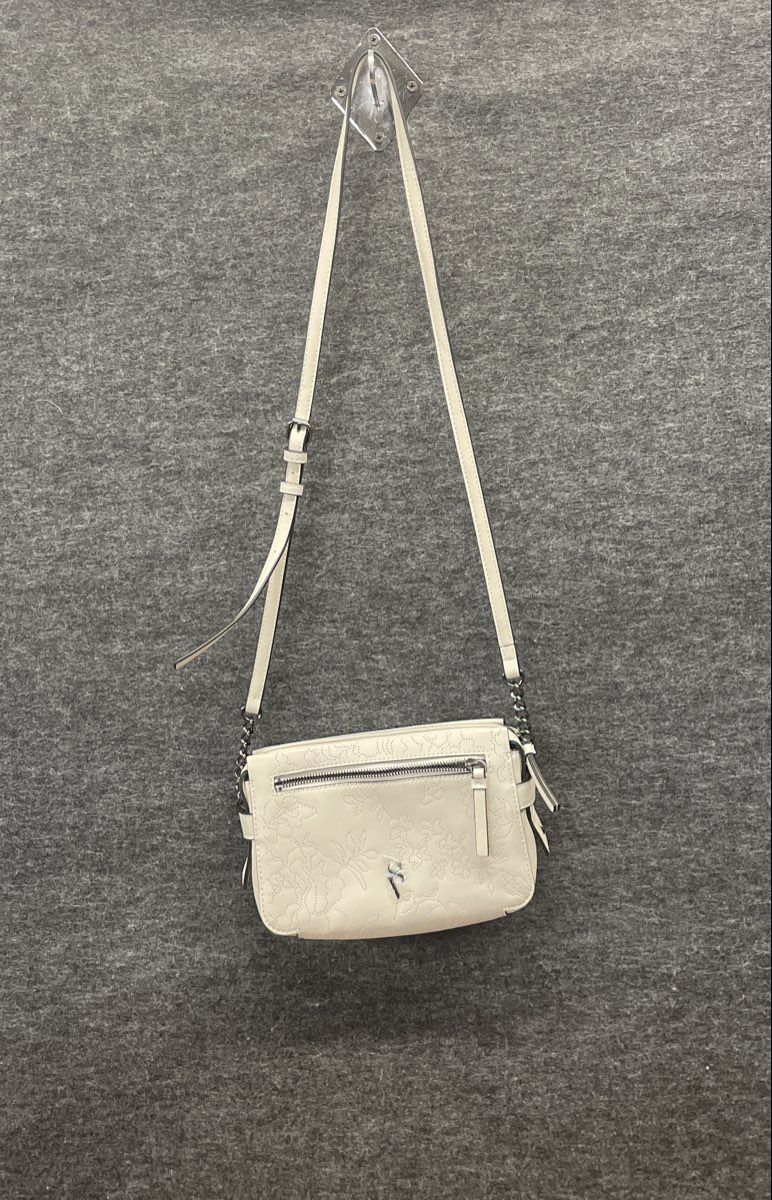 Simply Vera Wang Cream Perforated Floral Crossbody Bag Pewter Hardware