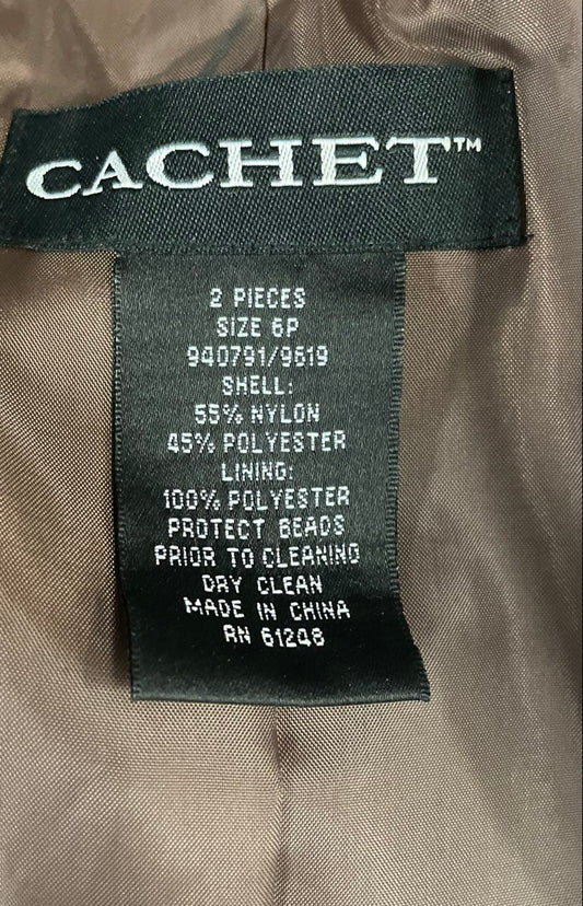 Cachet Women's Bronze Metallic Beaded Lapel Formal Evening Blazer Jacket Sz 6P