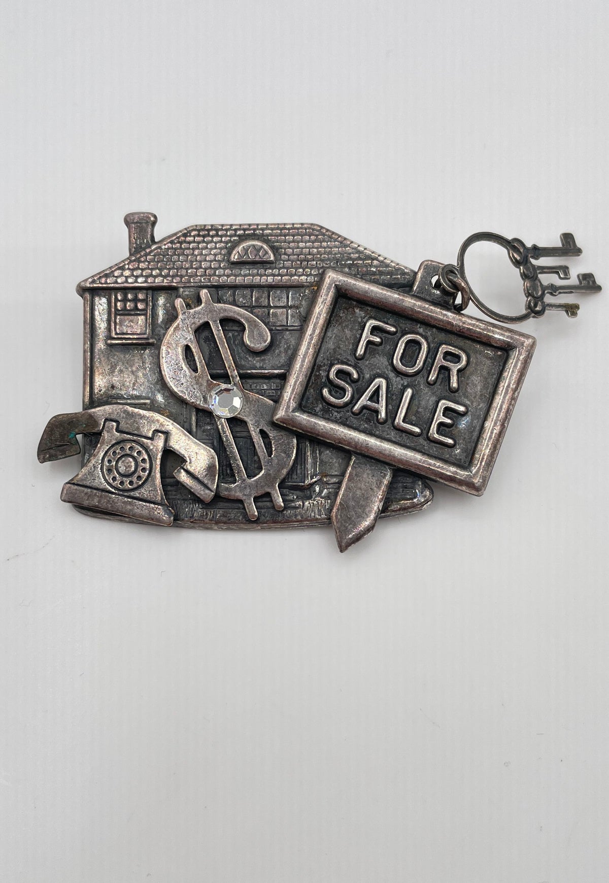 925 Sterling Silver W/ Low Grade Backing (Ag 86) For Sale House Brooch Pin 12.4g