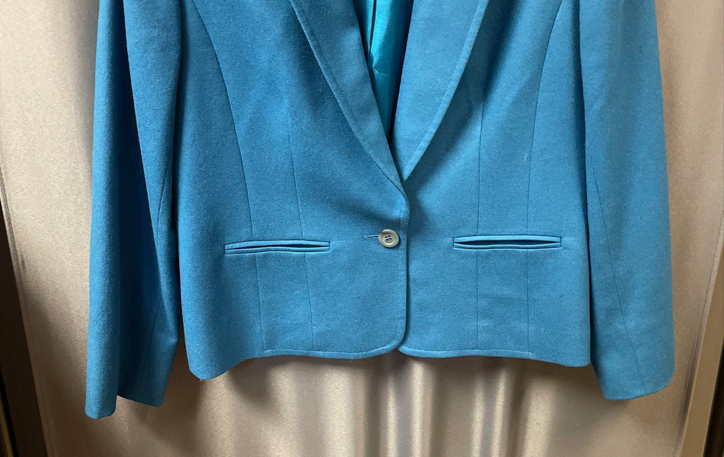 Vintage 80s Pendleton Peacock Blue Virgin Wool Blazer Jacket USA Sz 10