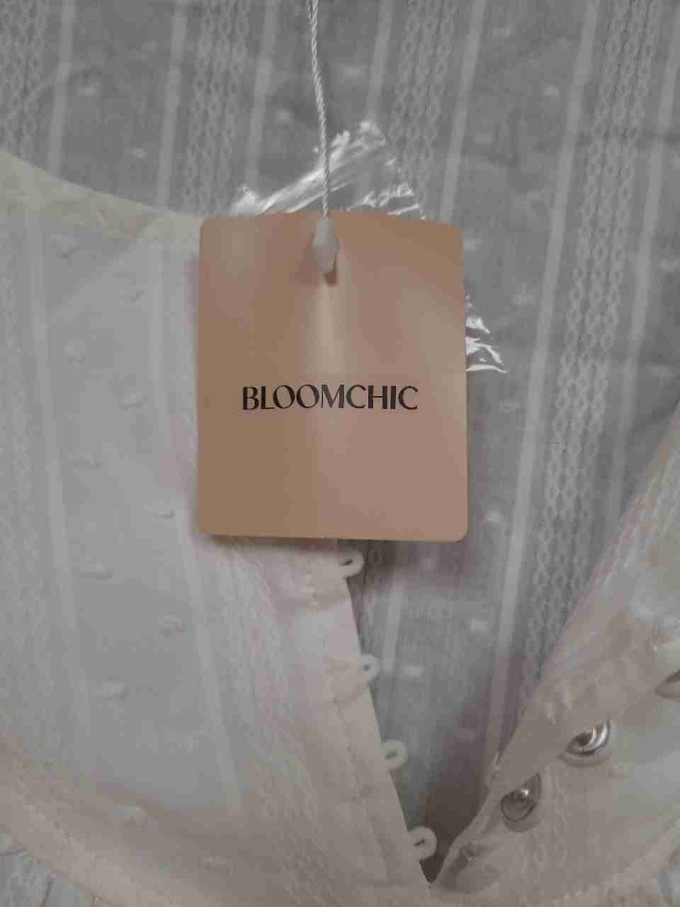 Bloomchic Women's White Swiss Dot Eyelet Stripe Puff Sleeve Blouse NWT Sz 26