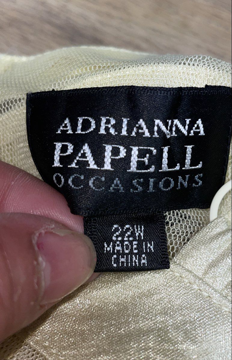 Adrianna Papell Women's Pale Yellow Tiered Ruffle Shimmer Cocktail Dress Sz 22W