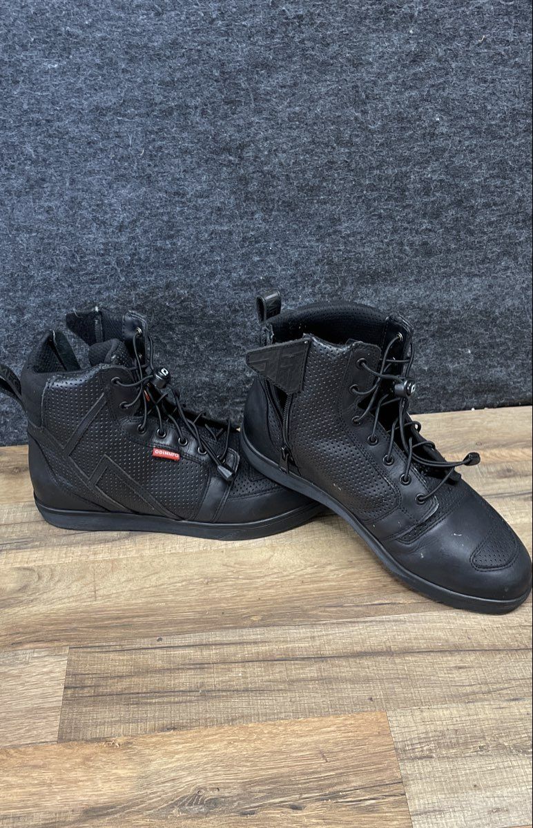Odin Mfg Heavy Hitter Black Perforated Leather Motorcycle Boots Men's Size 11
