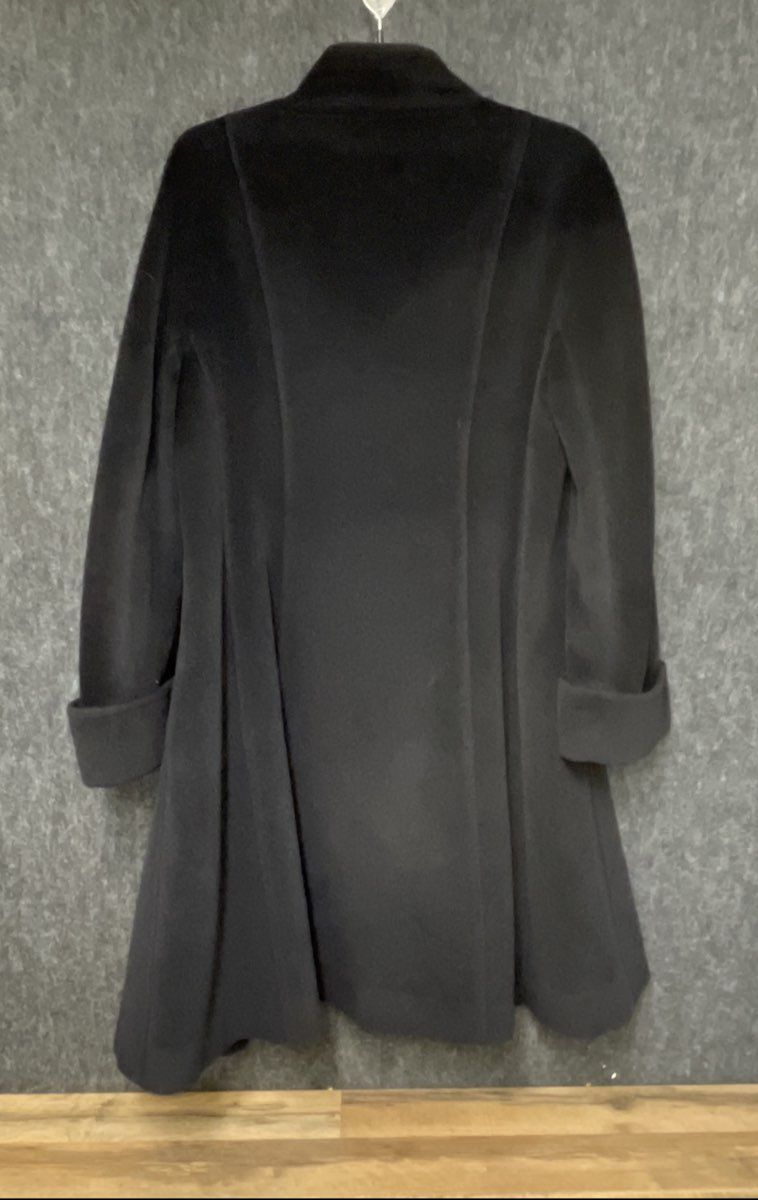 Jones New York Women's Black Wool Angora Blend Funnel Neck Coat Sz 10