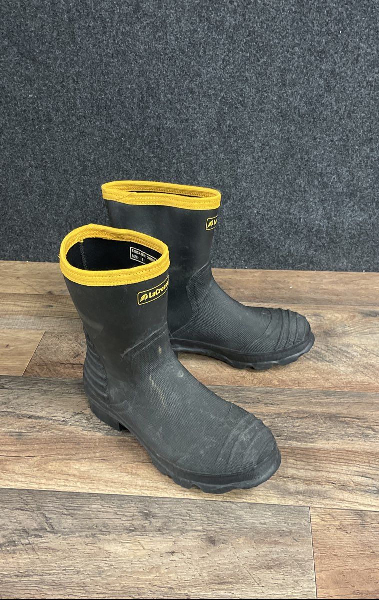 LaCrosse Black Yellow Rubber Waterproof Rain Work Boots Stock 200009 Size 7