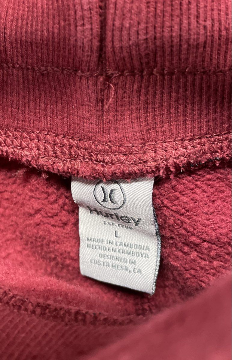 Hurley Men's Red Fleece Jogger Sweatpants Drawstring Pockets Logo Sz L