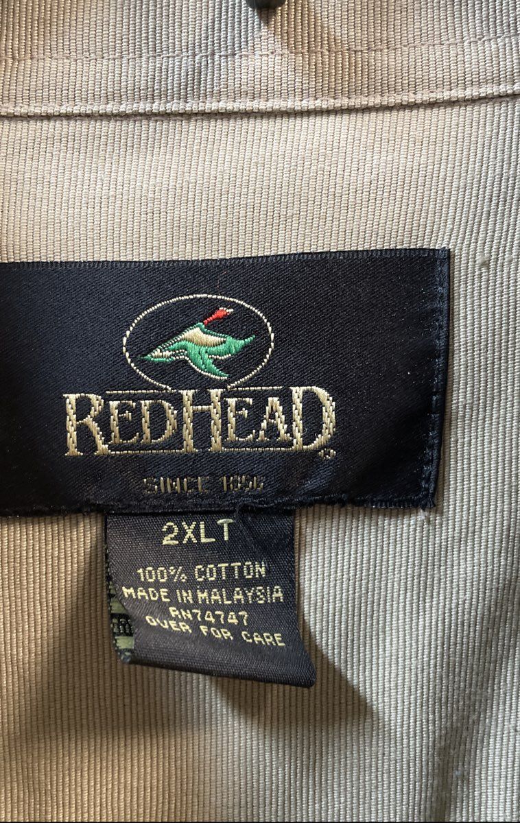 RedHead Men's Tan Long Sleeve Embroidered Bass Fish Back Cotton Shirt Sz 2XLT