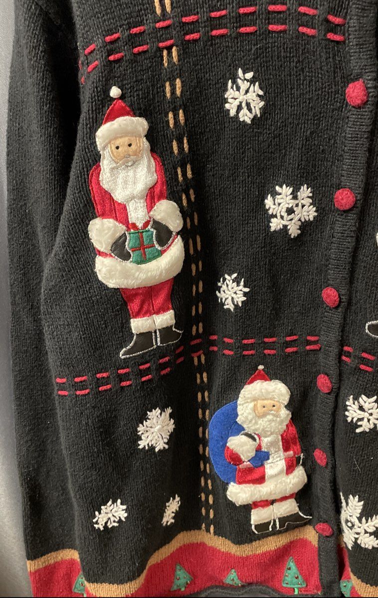 Vintage 90s Designers Originals Studio Joy Women's Christmas Santa Cardigan L